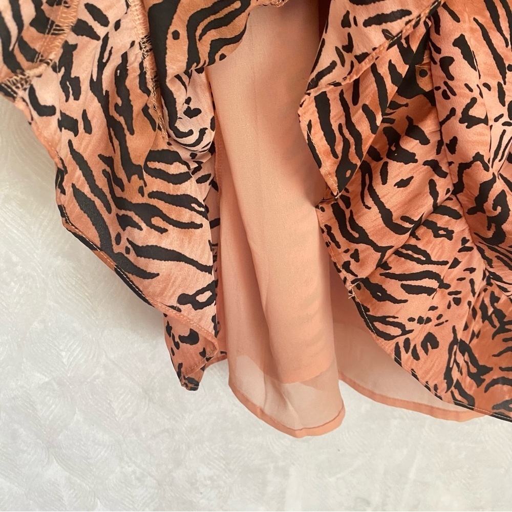 Buddy Love Becca Tiger Print Babydoll Mini Dress Women’s Small Puff Sleeves - Picture 12 of 16